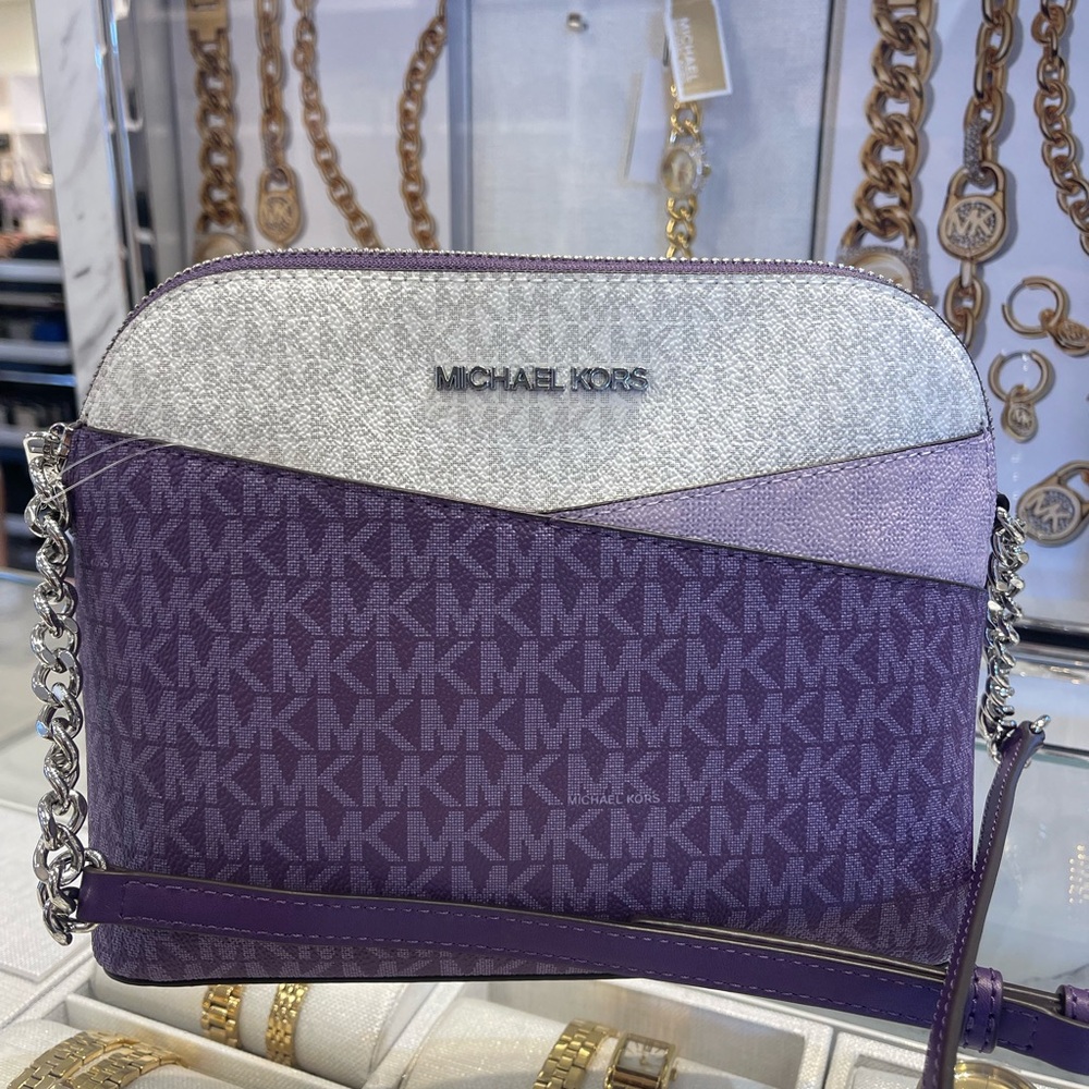 MICHAEL KORS Jet Set Travel Color-Block Signature Logo Crossbody Bag
Dark Purple